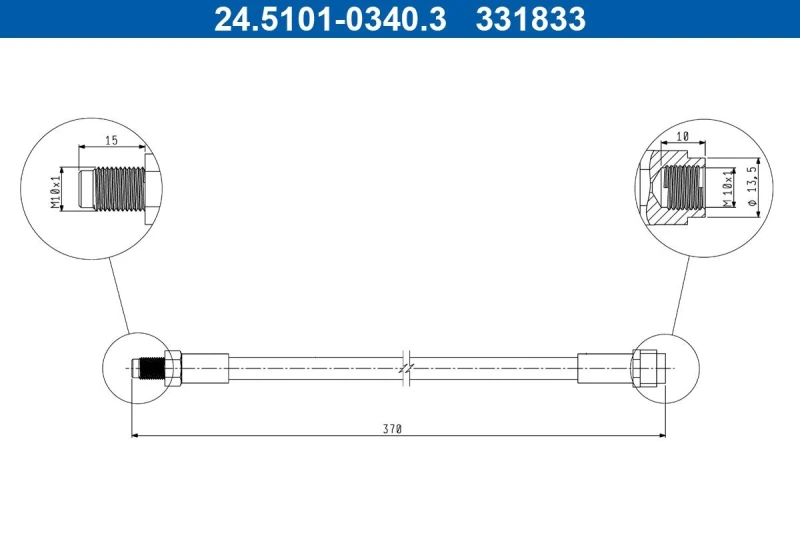 Image of ATE 24.5101-0340.3 Brake Hose Brake Hose (83)