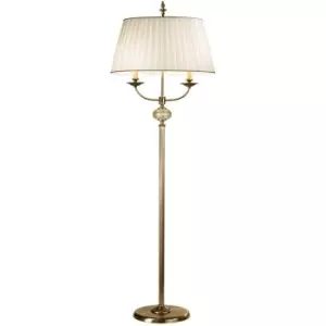 Image of Classic floor lamp ASCOT antique brass 2 bulbs