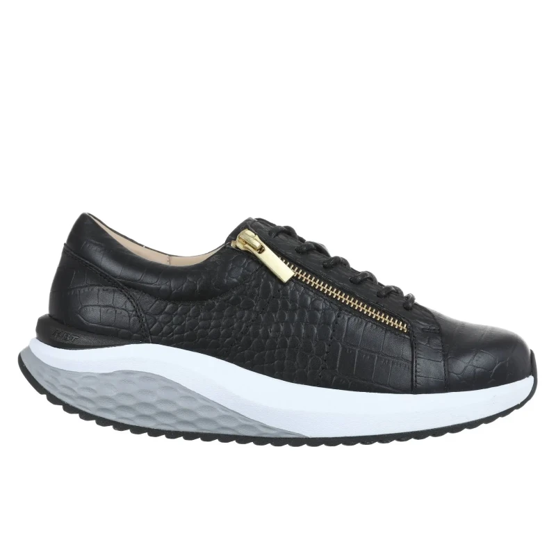 Image of MBT Ferro Leather Womens Lace Up Trainers - Black Grey Sensor - Size:UK 5