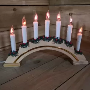 Image of Premier Wooden Christmas Candle Bridge Arch with 7 Flickering Candle Bulbs Mains Operated