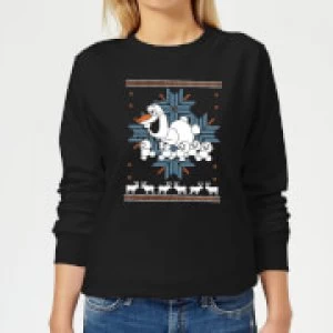 Image of Disney Frozen Olaf and Snowmen Womens Christmas Sweatshirt - Black