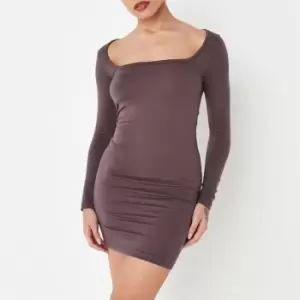 Missguided Petite Square Neck Bodycon Mini Dress - Brown