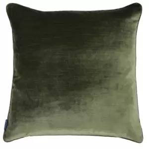 image of Paoletti Luxe Velvet Olive Cushion Olive (Green)