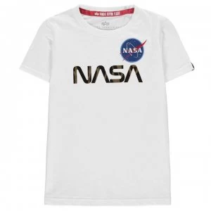 image of Alpha Industries NASA Reflect T Shirt - White/Gold