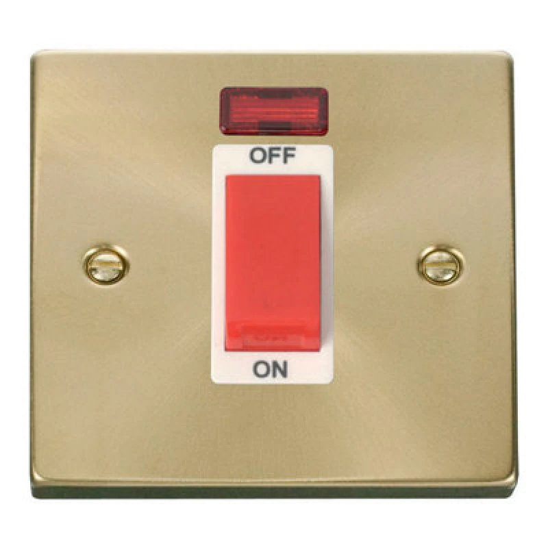 Image of SE Home Satin / Brushed Brass 1 Gang Size 45A Switch With Neon Gold unisex