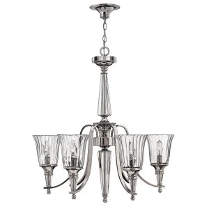 Image of 6 Light Multi Arm Chandelier Sterling Finish, E14