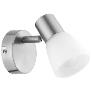 image of Netlighting Merano Fishers Single Spotlight Opal Glass Satin Nickel Metal LED E1