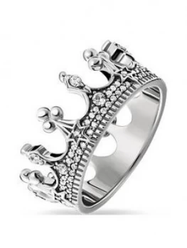Image of Thomas Sabo Sterling Silver Crown Ring, Silver, Size Small, Women