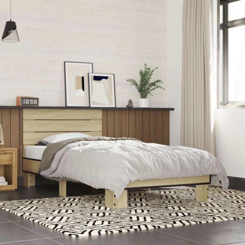 Image of VIDAXL Bed Frame without Mattress Sonoma Oak 90x190cm Single Vidaxl 8721102447310