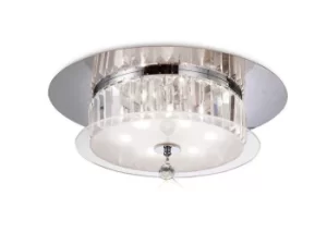 Tosca Flush Ceiling Round 6 Light Polished Chrome, Glass, Crystal