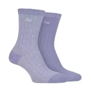 image of Jeep 2 Pack Super Soft Boot Socks Ladies - Blue