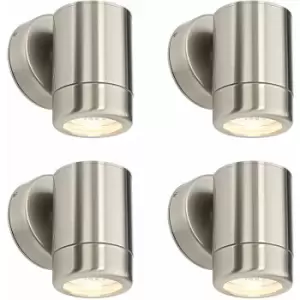 image of Loops - 4 pack Dimmable Outdoor IP65 Wall Downlight - 7W GU10 LED - Stainless Steel