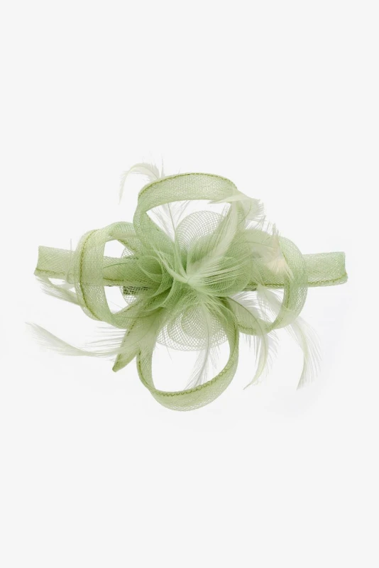 Image of Jon Richard Womens Small Sage Green Clip Fascinator Green Female One Size