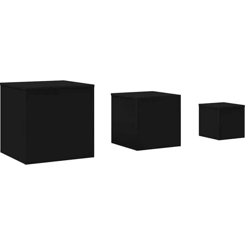 Image of VIDAXL Side Tables 3 pcs Black Engineered Wood Vidaxl 8720286611241