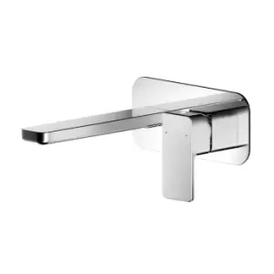 image of Nuie Windon Wall Mounted 2 Tap Hole Basin Mixer With Plate - Chrome