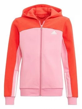 Image of adidas Junior Girls CB Fleece Hoody TT - Red/White, Size 5-6 Years, Women