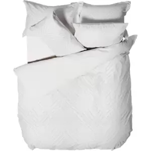 Image of Linen House Palm Springs Chenille Ogee Duvet Cover Set (King) (White)