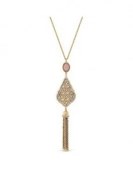 image of Mood Rose Gold Plated Filagree Tassle Long Pendant Necklace