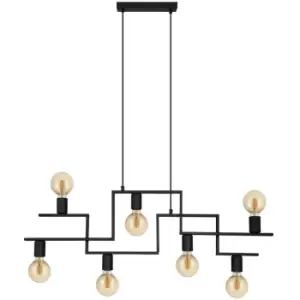 Fembard 7 Lamp Straight Bar Pendant Ceiling Light Black - Eglo