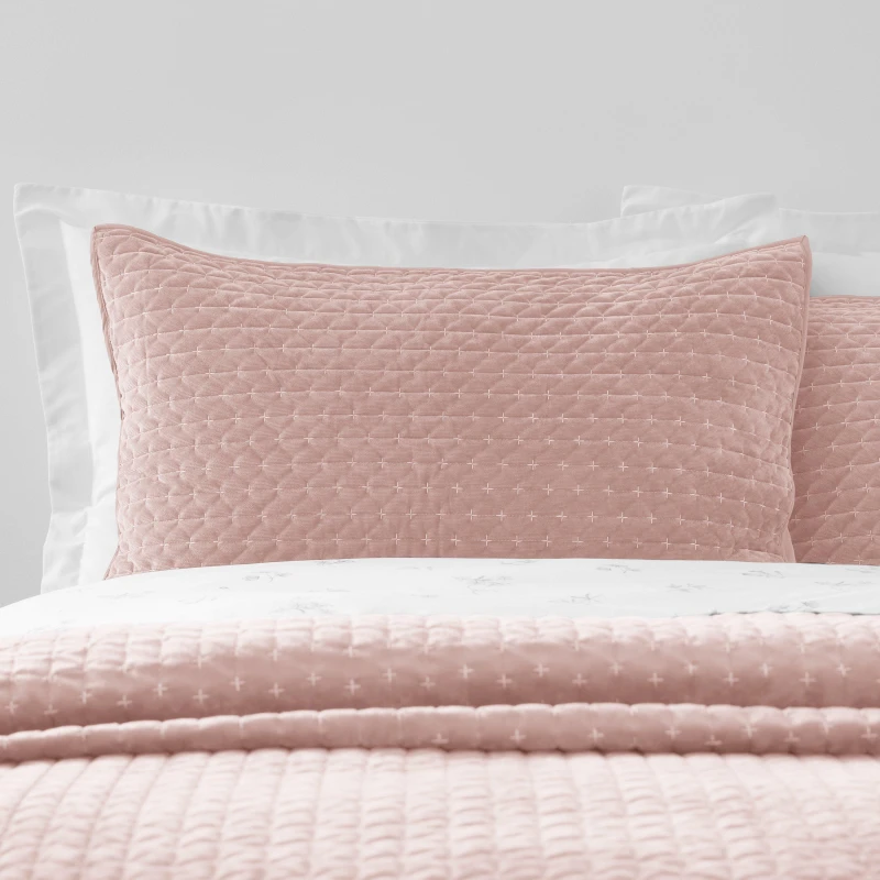 Image of Bianca Attica Velvet Pair Pillow Protectors Pink