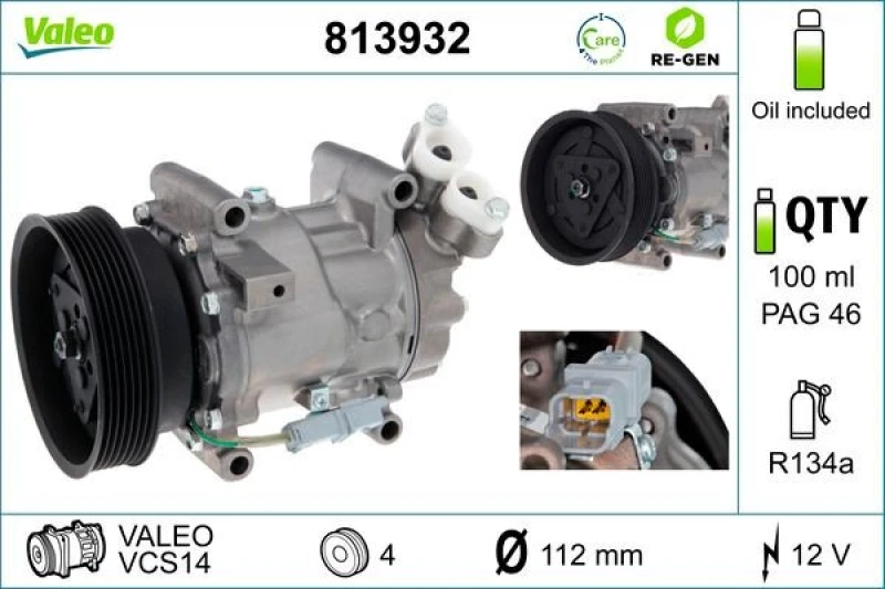 Image of Air conditioning compressor VALEO 813932