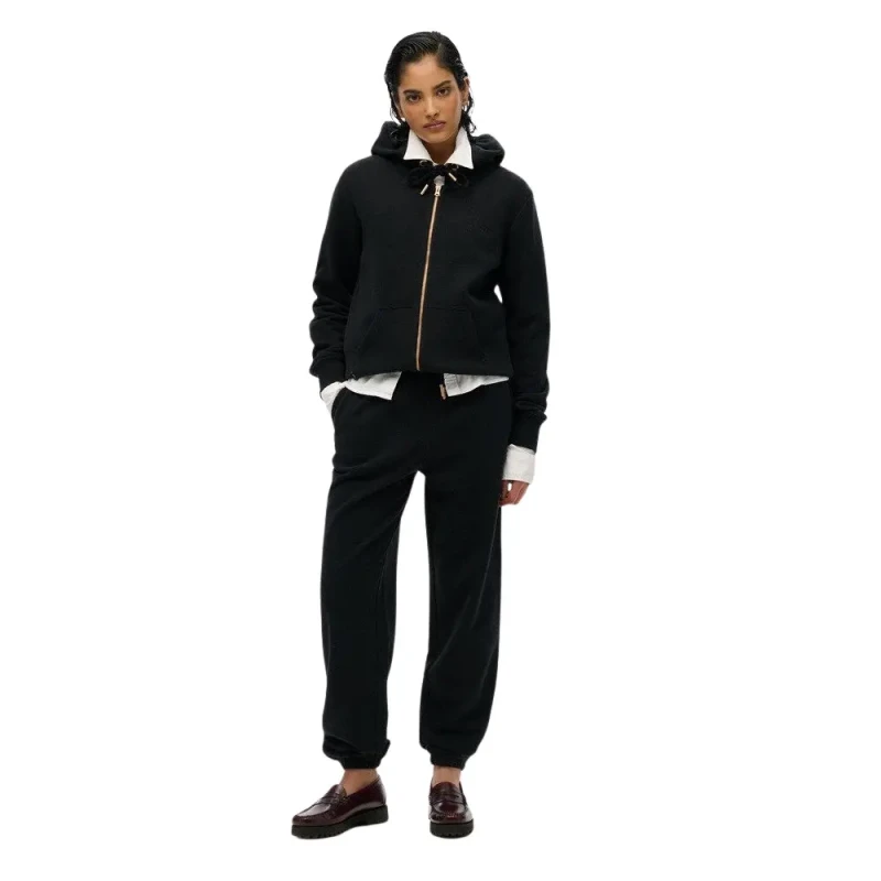 Image of Superdry Womens zip-up hoodie Superdry Logo Essential Noir Female XS