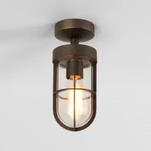 Image of Astro 1 Light Outdoor Semi Flush Ceiling Light Bronze IP44, E27