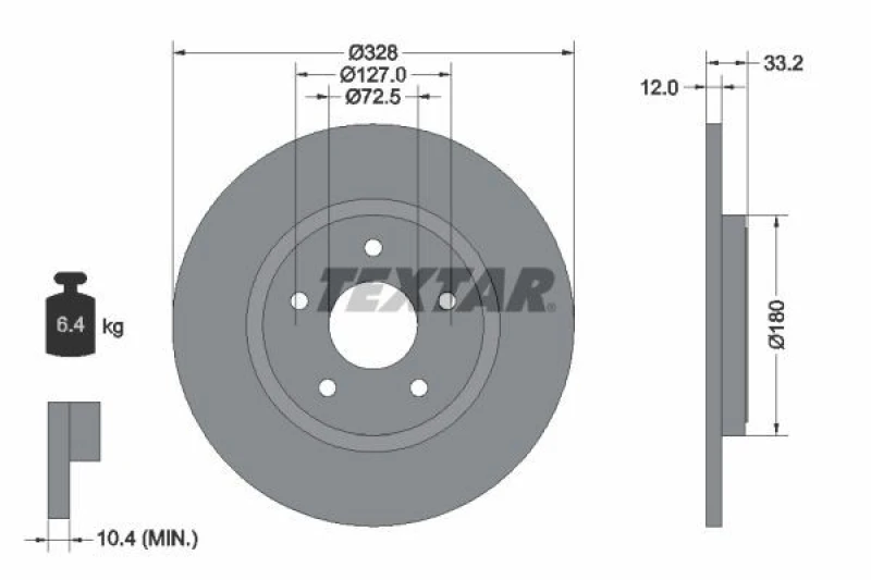 Image of Brake disc TEXTAR 92286003