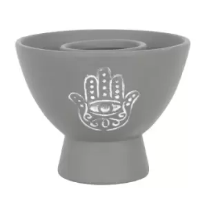 Image of Grey Hamsa Terracotta Smudge Bowl