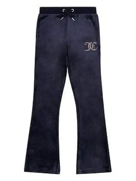 Image of JUICY COUTURE Girls Diamante Velour Bootcut Joggers - Size 14 - 15 Years