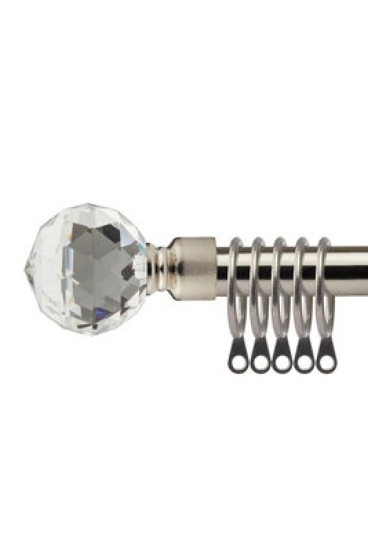 Image of 16-19mm Cristalla Extendable Metal Curtain Pole Set Brushed Silver 120-210Cm