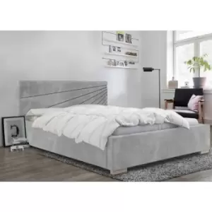 Image of Fenna Upholstered Beds - Plush Velvet, Double Size Frame, Silver - Silver