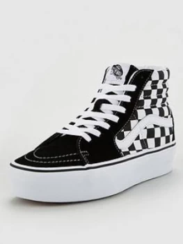 Image of Vans UA Sk8-Hi Checkerboard Platform - Black/White, Size 7, Women