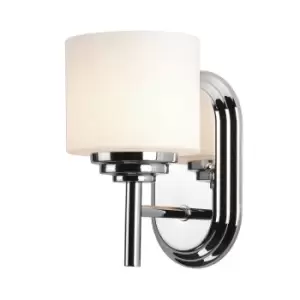 Image of IP44 Wall Light Opal Etched Glass Drum Shade Polished Chrome LED G9 3.5W