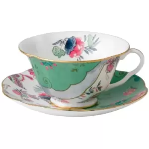 image of Wedgwood Butterfly Bloom Green Teacup 0.185ltr & Saucer - Green