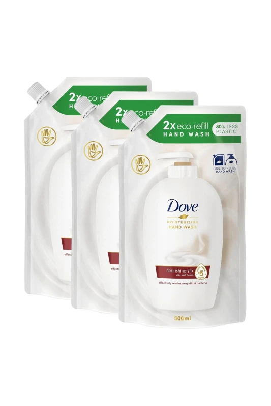 Image of Dove Moisturising Liquid 'Hand Wash' Nourishing Silk, 3x500ml White unisex