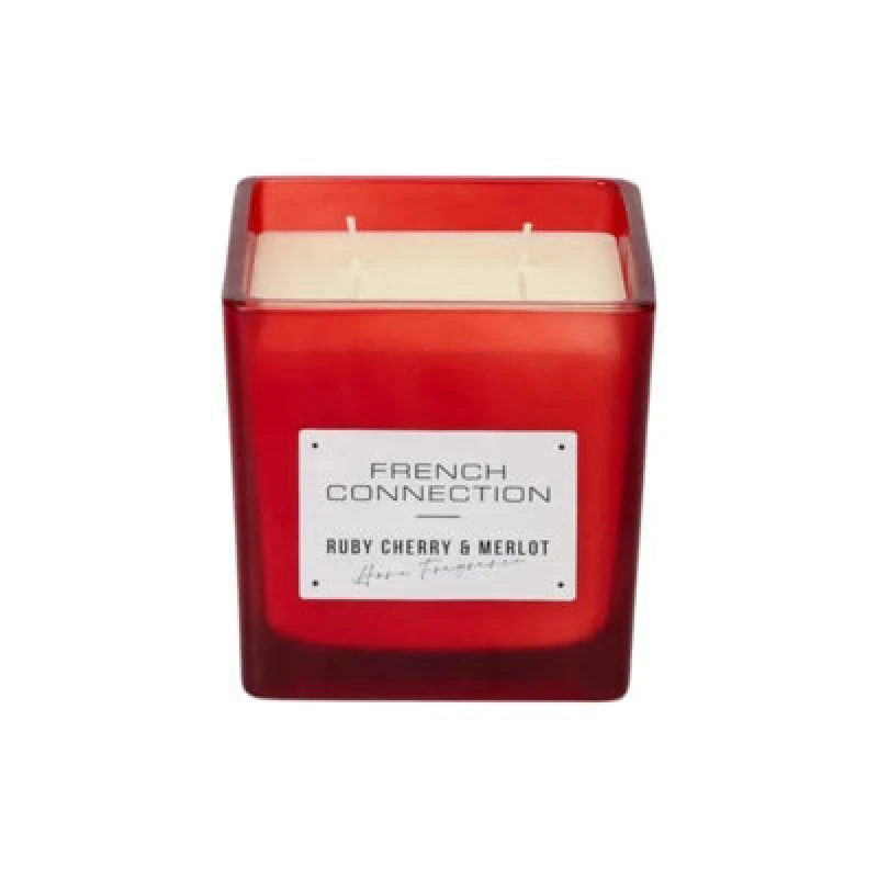 Image of French Connection Square Range Cherry & Merlot Candle 830G Clear