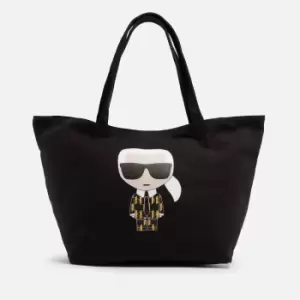 image of KARL LAGERFELD Womens K/Ikonik Large Canvas Tote Bag - A999 Black