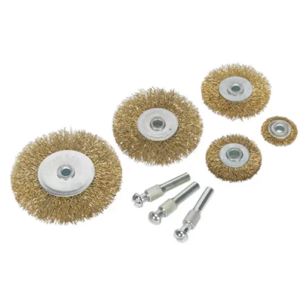 Image of Genuine SEALEY BWBS08 Wire Brush Set 8pc Brassed
