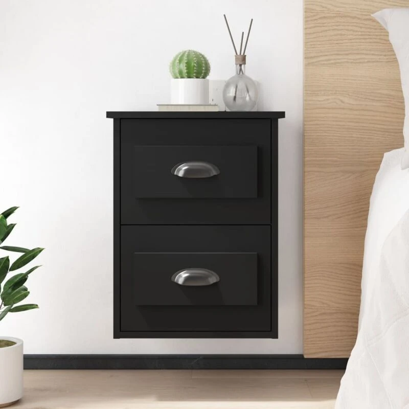Image of VIDAXL Wall-mounted Bedside Cabinets 2 pcs Black 41.5x36x53cm Vidaxl 8720845792855
