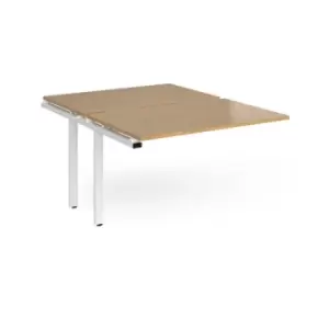 image of Bench Desk Add On 2 Person Rectangular Desks 1200mm Oak Tops With White Frames 1600mm Depth Adapt