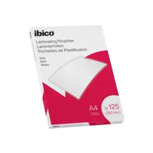 image of Ibico Matt A4 Laminating Pouches 250 Micron Clear (Pack 100)