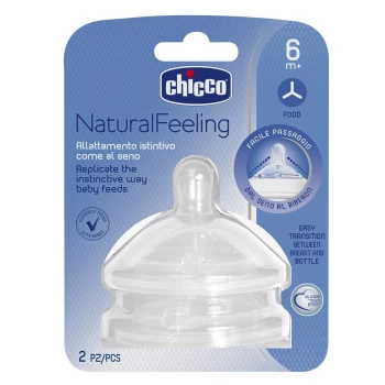 Image of Chicco Teat Stepup New Food Flow 6M + 2 Pieces