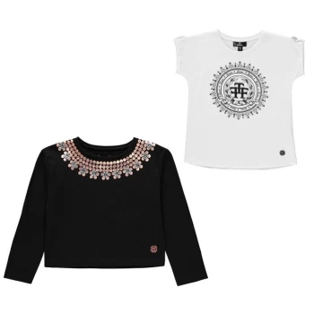 Image of Firetrap Pack long sleeve T shirt Set Junior Girls - Black