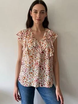 Image of Wallis Ditsy Shell Top - Cream, Size 10, Women