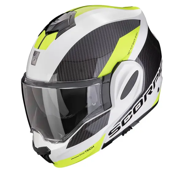 image of Scorpion Exo-Tech Evo Team White-Neon Yellow Modular Helmet M