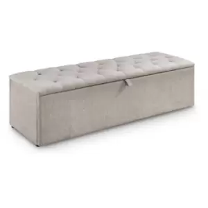 Image of Fabric Upholstered Blanket Bedding Box Mink Chenille - Adah