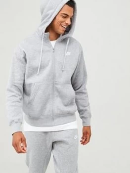 Image of Nike Sportswear Club Fleece Full Zip Hoodie - Dark Grey