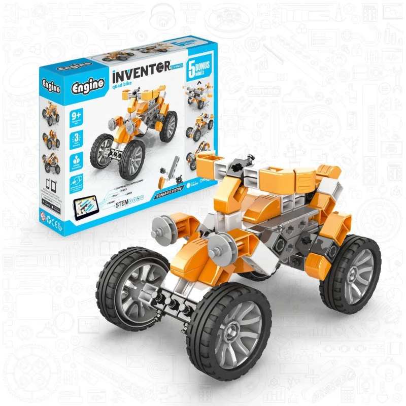 Image of Engino Inventor Mechanics Quad Bike w 5 Models Orange unisex