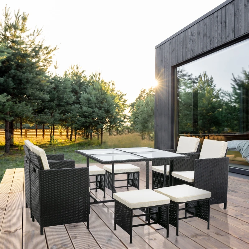 Image of MCC Direct Rattan Garden Furniture Table and Chair set Cuba Black